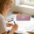 thumbnail image 6 of Nkmbld Large Capacity Pencil Case Portable Corduroy Pencil Pouch with Zipper, Cute Wide Opening Pencil Bag for Boys Girls, Purple, 6 of 8