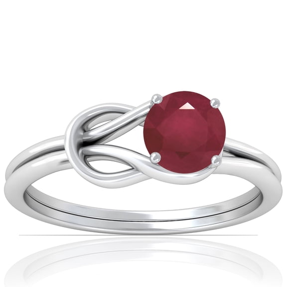 GemsNY July Birthstone - Vintage Prong Set Round Ruby Solitaire Ring (Grade - A | 0.65cts.)