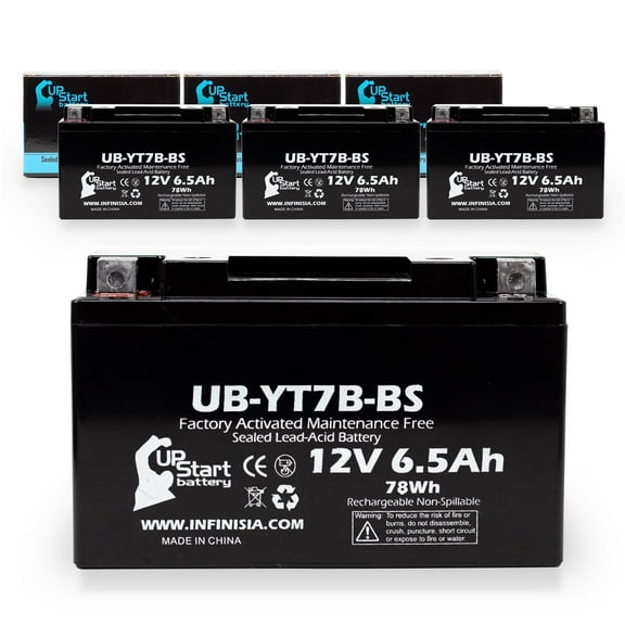 4-Pack UpStart Battery Replacement for 2008 Yamaha YFZ450X 450CC Factory Activated, Maintenance Free, ATV Battery - 12V 6Ah, UB-YT7B-BS