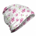 thumbnail image 1 of Flower Unisex Beanie, Floral Patterns Country, Hiking Outdoors, Pink White, by Ambesonne, 1 of 1