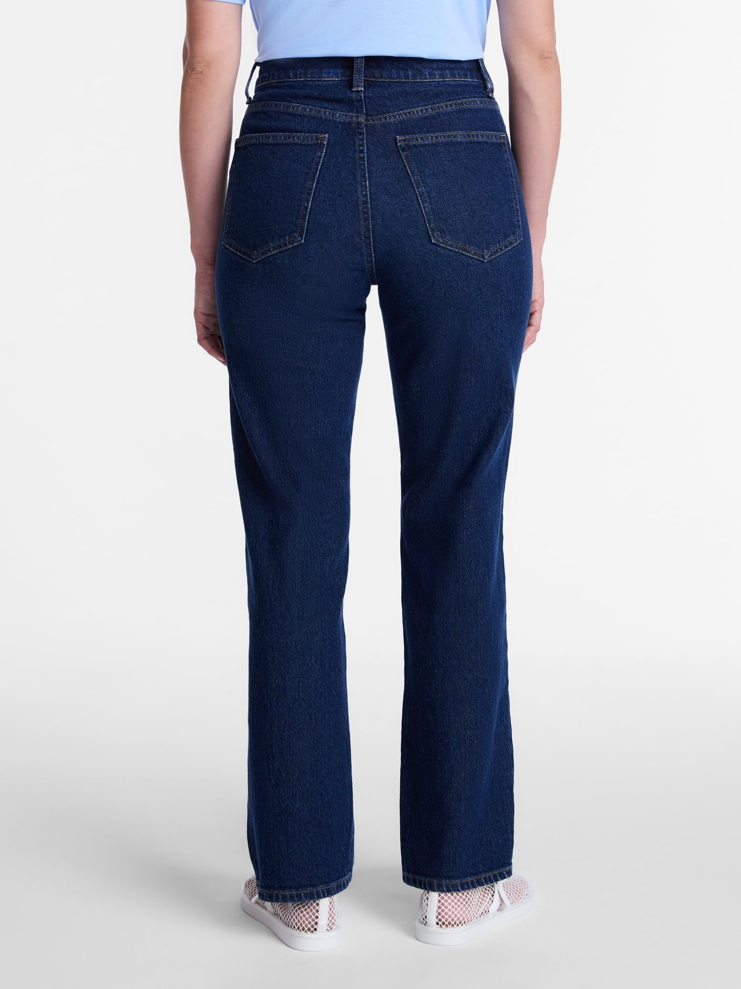Time and Tru Women's High Rise Straight Leg Jeans, 30" Inseam Regular, Sizes 0-20, 10S-16S