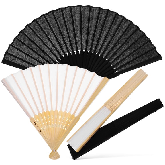 ETHZZLE Retro Hand Fan Assorted Color Lightweight Imitation Satin for Stage 4Pcs