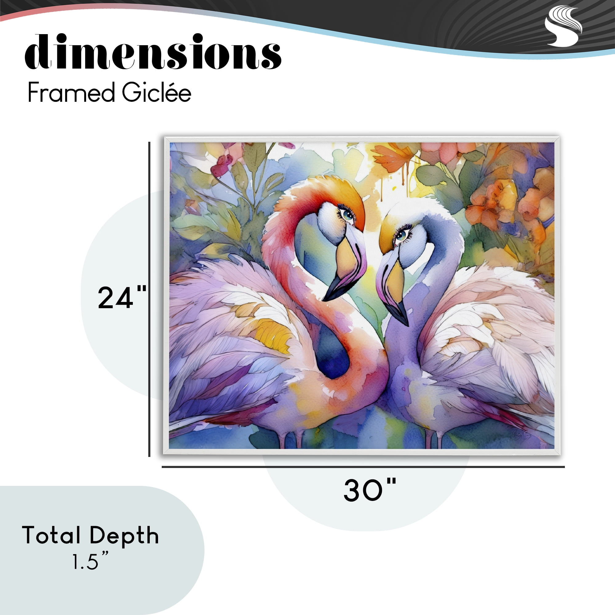 Stupell Industries Flamingo Love Pair White Framed Giclee Art, design by Shelly Craig