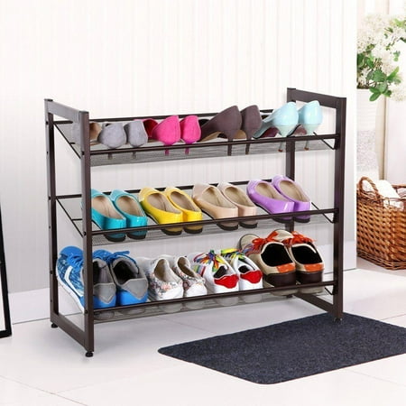 - Ktaxon 3-Tier Stackable Metal Shoe Rack Adjustable Organizer Shelf Closet Entryway