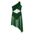 thumbnail image 3 of Lejafay Kids Girls One Shoulder Shiny Rhinestone Gymnastic Skirted Leotard Contemporary Latin Lyrical Ballet Dance Jumpsuit Green 8, 3 of 6