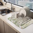 thumbnail image 2 of Spring Daisy Dish Drying Mats for Kitchen Counter, Rustic Wildflower Farmhouse Floral Botanical Absorbent Coffee Bar Mat with Non-slip Rubber Backed Quick Drying Dish Rack Pad 12"x16", 2 of 9