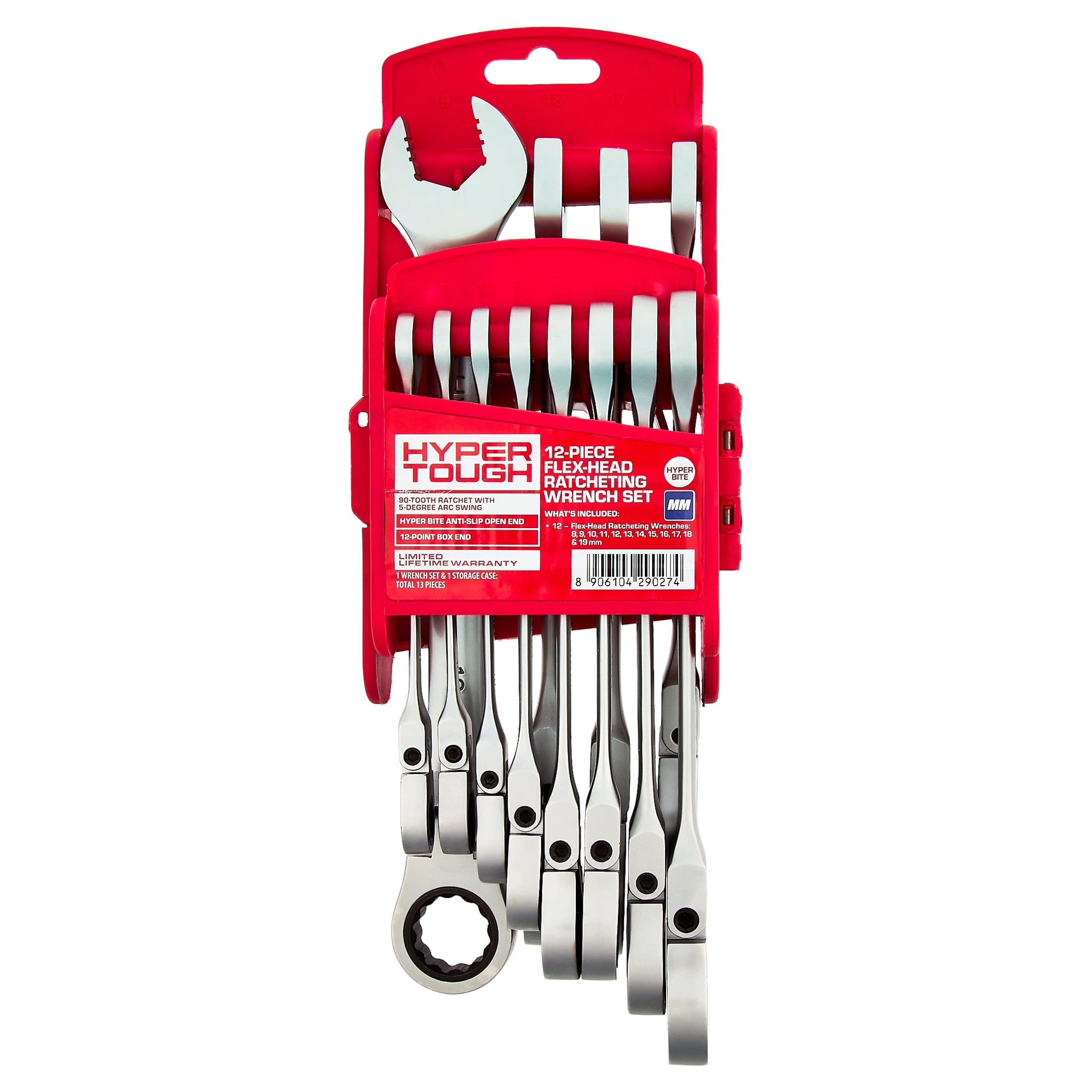 Hyper Tough Flex-Head Ratcheting Wrench Set, Metric, 12 Pieces