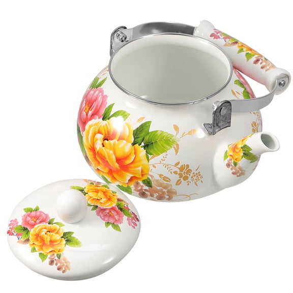 BESTYASH Floral Enamel Tea Kettle with Large Spout, and Stylish, Perfect Housewarming Set