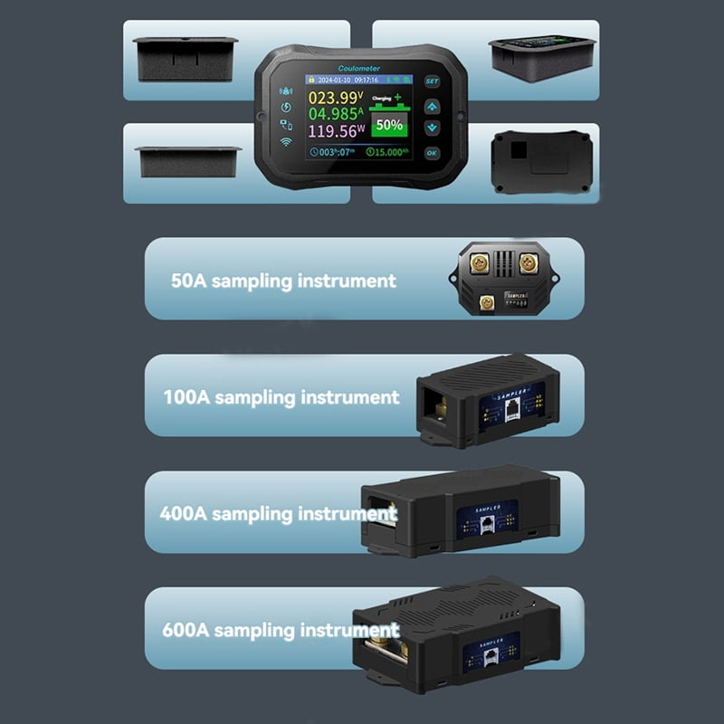 WiFi Coulomb Meter- Power Volt-Ammeter for Lithium & Lead Acid Batteries, RV Battery Capacity Indicator & Monitor KM160F