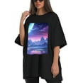 thumbnail image 4 of Plus Size Shirt for Women Black Tops for Women Oversized Short Sleeves Shirt for Women Sky In The Crystal 1 T Shirt Crewneck Shirt for Women L, 4 of 5