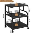 thumbnail image 2 of Leyaoyao Large Printer Stand with Storage Drawer,3-Tier Rolling Cart with Industrial Wheels for Desk, Mobile Printer Table for Office, Black, 2 of 8