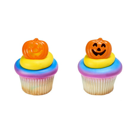 24 Stacked Pumpkin Halloween Cupcake Cake Rings Birthday Party Favors Cake Toppers