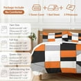 thumbnail image 6 of Orange Gray Duvet Cover Set King Size, Black Geometric Abstract Color Block Plaid 4 Piece Soft Microfiber Bedding Set with 1 Duvet Cover, 1 Flat Sheet, 2 Pillowcases, 6 of 9