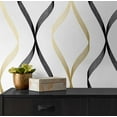 thumbnail image 5 of NextWall Metallic Gold & Ebony Ogee Ribbon Peel and Stick Wallpaper, 5 of 11