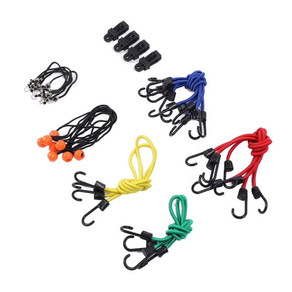 Bungee Cord Ball, 32 Pcs Set High Elasticity Elastic Tie Down Strap Rubber with Storage Jar for Kayak