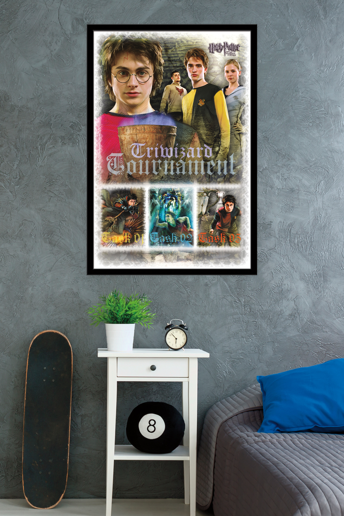Harry Potter and the Goblet of Fire - Triwizard Tournament Wall Poster, 22.375" x 34", Framed