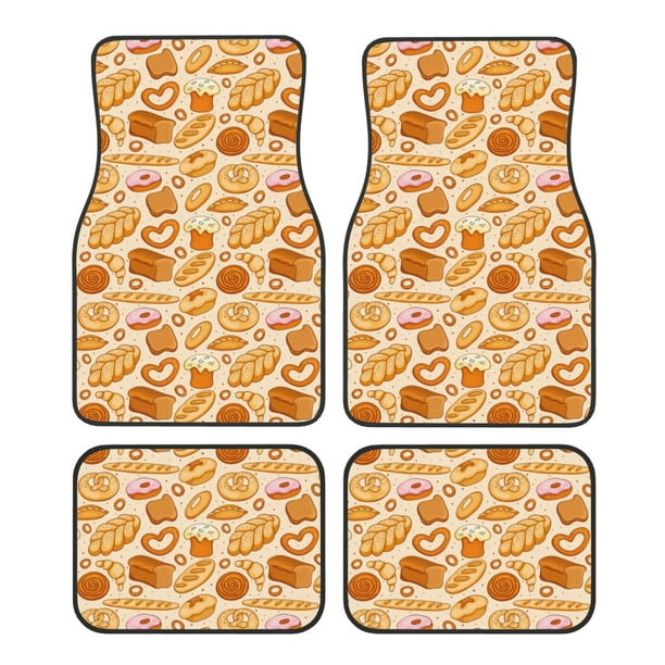 Fotbe Various Bread Juego de 4 Tapetes para Auto con Estampado – Alfombrillas de Goma Reforzada, Diseño Antideslizante, Protección para Todo el Año – Vehículos, Autos, Camionetas y SUVs