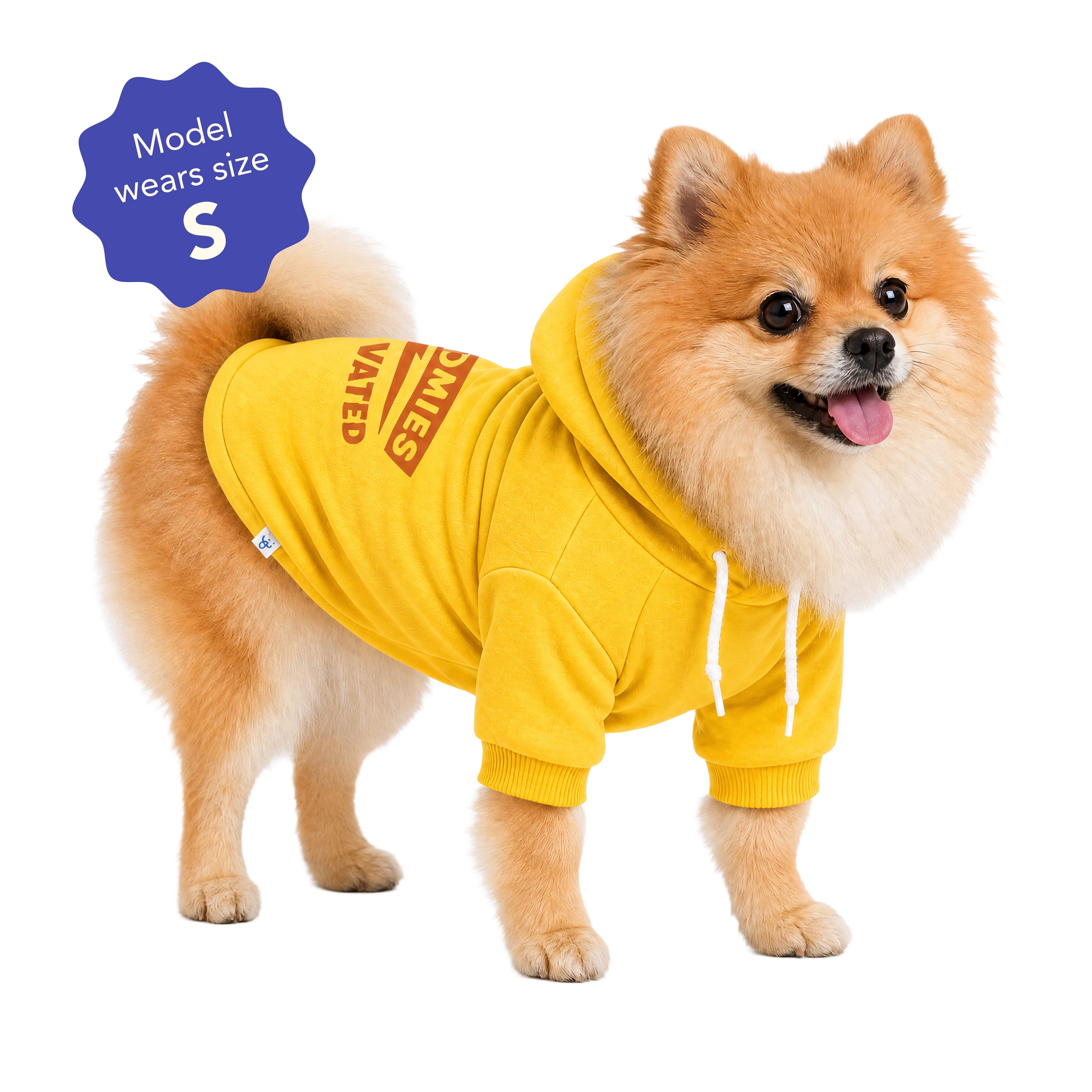 Oodles Zoomie Activated Fall Dog Hoodie, Yellow, Small