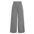 thumbnail image 6 of ZToonmas Womens Solid Crinkle Ice Silk Wide Leg Pants Side Button Elastic Back Waist Casual Long Trousers with Side Pockets, 6 of 6