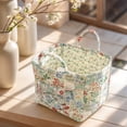 thumbnail image 5 of Yucurem Boho Fabric Floral Laundry Storage Baskets, 12.99" x10.24" x10.64" Collapsible Large Capacity Spring Vintage Storage Bag Organizer with Handle & Front Pocket, 5 of 7