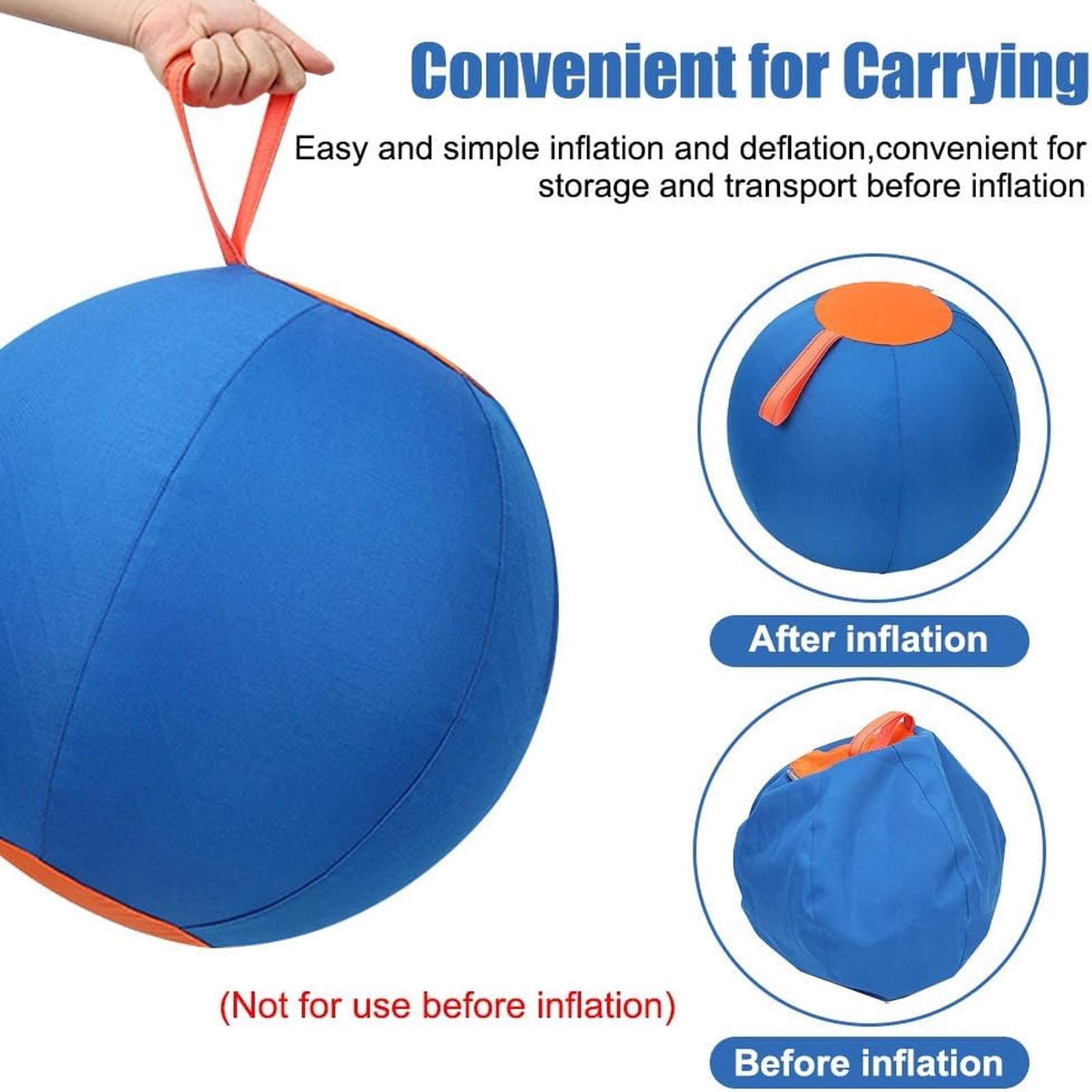 Jumbo Dog Herding Ball Inflatable Giant Dog Toy Durable Anti Tear Calming Exercise Ball with Cover Pump for Large Medium Small Dogs Training Play 25–55cm
