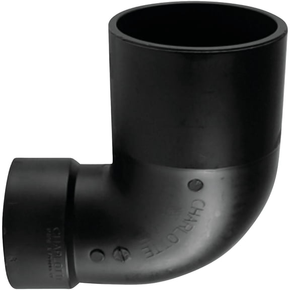 Charlotte Pipe Schedule 40 4 in. Hub x 3 in. Dia. Spigot ABS Elbow
