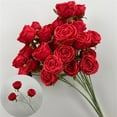 thumbnail image 2 of Rose Artificial Flowers Realistic Faux Silk Rose Bouquets,1PC 26" 3 Head Rose for Valentine's Day, Mother'S Day Home Table Centerpieces Decor Party Wedding Anniversary Decorations(Red,26x10"), 2 of 7