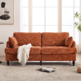 thumbnail image 2 of Tcbosik 68.9 inch Loveseat Sofa with USB Charging Port & LED Lights, Chenille Couch with Side Pocket for Small Space, Living Room, Bedroom, Orange, 2 of 11