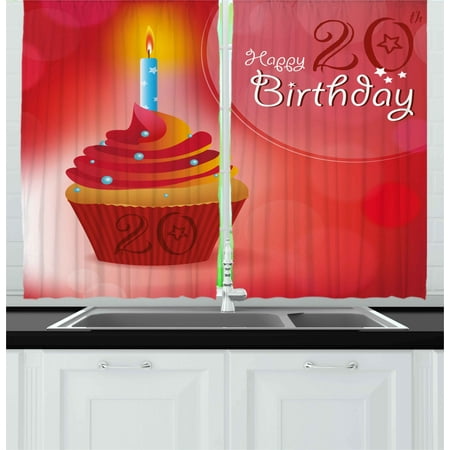 20th Birthday Curtains 2 Panels Set Sweet 20 Themed Birthday