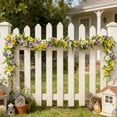 thumbnail image 4 of Artificial Eucalyptus Garland with Pansy Flowers | Spring Outdoor Decor for Porch, Patio & Garden | Faux Greenery Wreath for Door, Wall, Wedding Arch & Home Decoration, 4 of 7