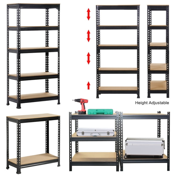 Alden Design 3 Pack 5 Tiers Metal Storage Shelf, Black