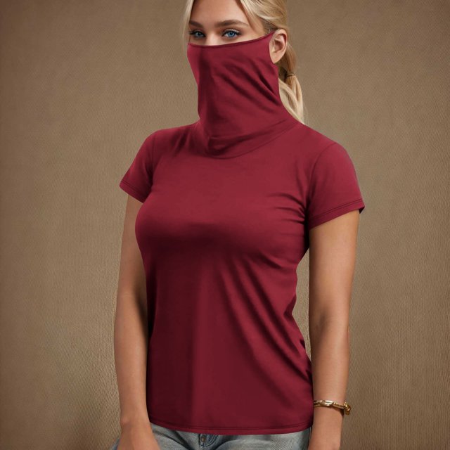 Solid Color Face Mask, Summer Casual Top, Lightweight Fabric, Short Sleeve Design, For Outdoor Activities, Sun Protection, Breathable Material, Fashionable Accessory, Daily Wear, Travel Gear