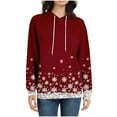 thumbnail image 3 of Xmas Novelty Clothing Women Hooded Sweatshirt Merry Christmas Outfits Snowman Snowflake Shirts Drawstring Pullover Kangaroo Pocket Tops Santa Claus Graphic Garments, 3 of 6