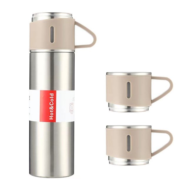 Botella de agua aislada al vacío de acero inoxidable de doble capa Taza de café Botella térmica 12H Tomshoo Plateado