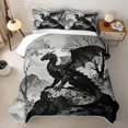 thumbnail image 2 of Metsweet Animal Dragon Bed Spread Queen, Japanese Style Queen Coverlet Set, Black White Gray, 2 of 7