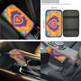 thumbnail image 6 of XYZCANDO Love Tie-Dye Armrest Cover Steering Wheel Cover Car Cushion Cover Seat Belt Cover Keychain Handbrake Cover Fender Cover Lipstick Cover Trash Can Car Coasters Washable, 6 of 7