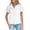 White, variant on Women's Short Puff Sleeve Button down Shirts Summer Ruffle Striped Work Tops V-Neck Casual Loose Blouse White XXL