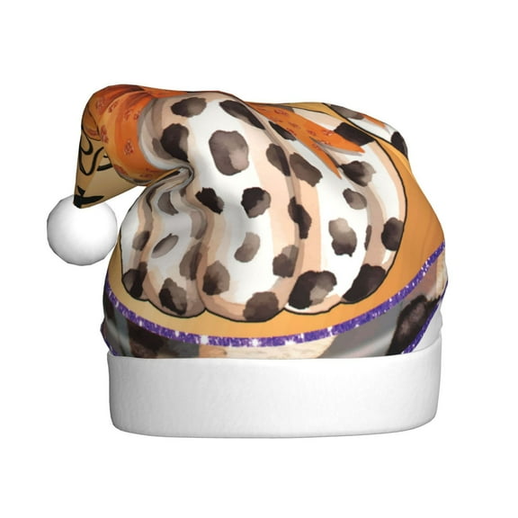 Haiem Fall Farmhouse Pumpkins1 Pattern Santa Hat Confortable Velvet Christmas Hat for Christmas Party Favors Fit for Adults Men Women
