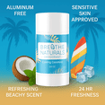 thumbnail image 5 of Breathe Naturals Deodorant - 24 Hour Freshness - Aluminum Free & Vegan - For Sensitive Skin, Men, Women & Kids - 2.6 oz Stick - Made in the USA - (Cooling CocoMint), 5 of 9