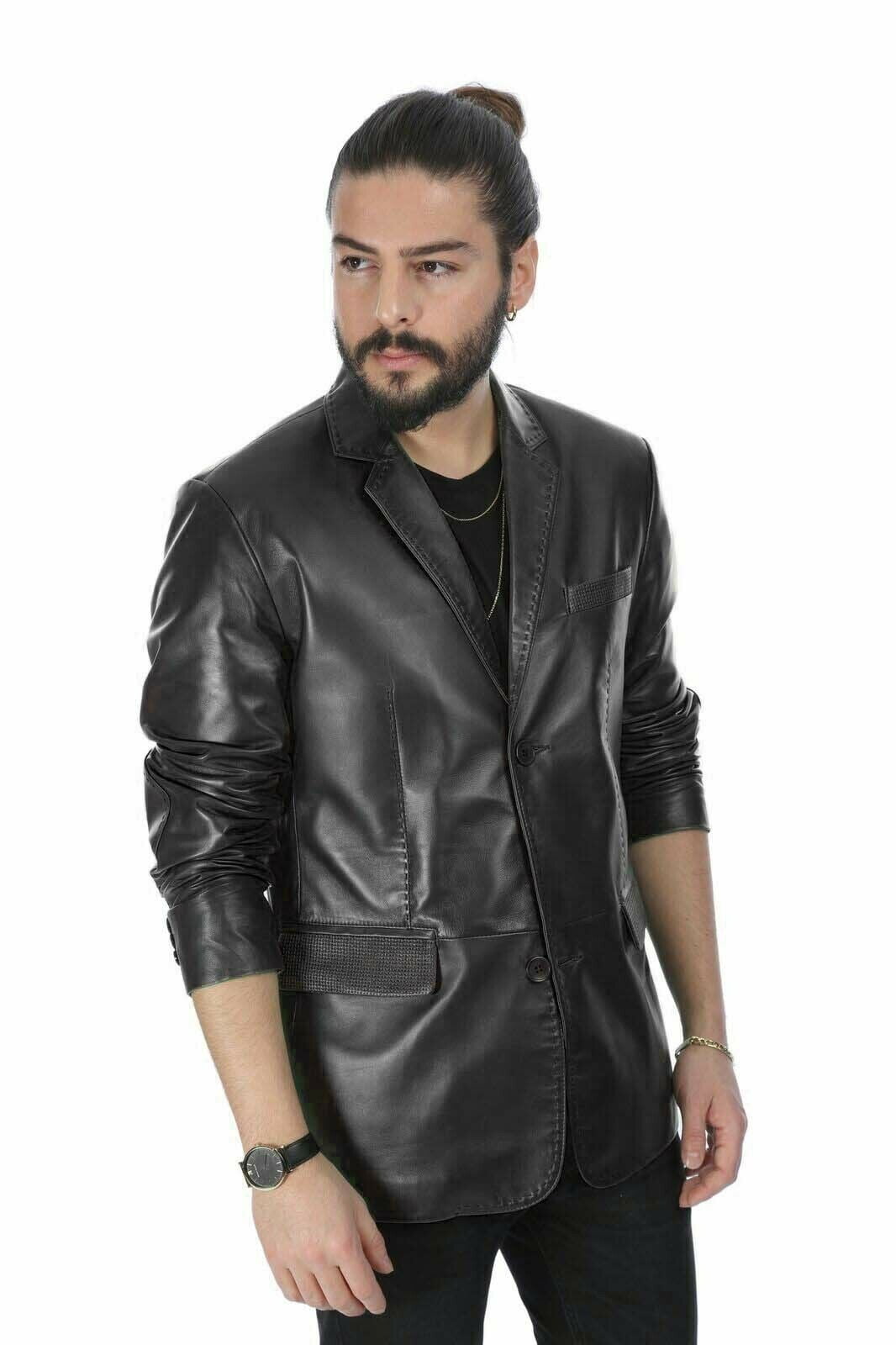 Barya Men's Leather Blazer Jacket - Walmart.com