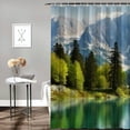 thumbnail image 2 of Shiartex Mountains Trees Lake Print Shower Curtain, Chic Modern Bathroom Decor with Hooks, Various Sizes, Sustainable Polyester Fiber, Easy to Install, High Definition Digital Printing 36x72, 2 of 7