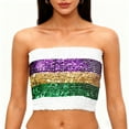 thumbnail image 5 of YTCAMLO Carnival Tube Tops for Women Trendy Sparkly Sequin Camisole Dressy Stretch Crop Tops Party Metallic Vest Clubwear, White, 5 of 9
