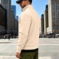 thumbnail image 7 of hoksml Men's Quarter Zip Pullover Sweatshirt Solid Stand Collar Kangaroo Pocket for Fall Winter Daily Casual Outdoor Comfort, 7 of 7