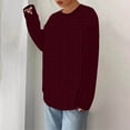 thumbnail image 4 of WREESH Womens Fashion Crewneck Sweatshirts Jacquards Long Sleeve Solid Color Blouse Causal Pullover Tops T-Shirt Red, 4 of 7