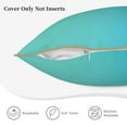 thumbnail image 5 of Xecao Teal Turquoise Print Soft Velvet Decorative Throw Pillow Covers, Square Cushion Cases for Bed, Sofa, Living Room, Car, and Indoor Outdoor Use-18"x18", 5 of 8