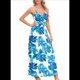 thumbnail image 2 of Vestido de Verano 2025 para Mujer, con Estampado Floral, Lazo Frontal, Tirantes Finos, Informal, Bohemio, , Fluido, Azul , Talla XXL, 2 of 6