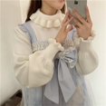 thumbnail image 5 of Suéter de punto de cuello alto Lolita para mujer, prendas de punto de invierno, suéter vintage con volantes, lindo suéter rojo de manga larga para niñas, suéteres navideños, 5 of 5