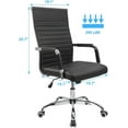 thumbnail image 3 of QRKD Ribbed Office Desk Chair Mid-Back PU Leather Executive Conference Task Chair Adjustable Swivel Chair with Arms (Black), 3 of 16