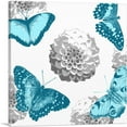 thumbnail image 1 of ARTCANVAS Teal Butterfly Wings Insect White Flowers Canvas Art Print - Size: 26" x 26" (1.50" Deep), 1 of 9