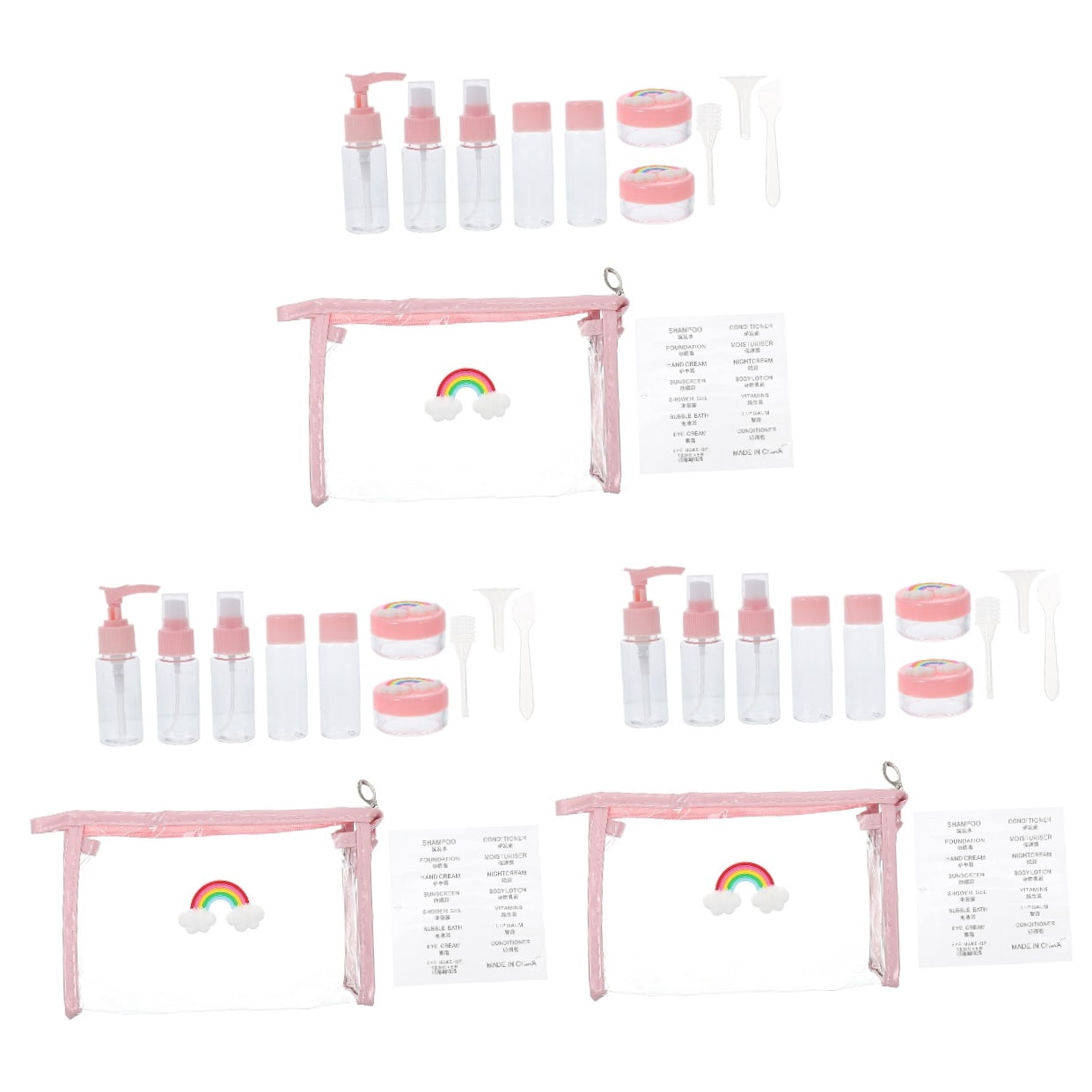 ROMANSENTIAL Durable Travel Bottle Kit Pink PP Material for Gym and Hotel Use